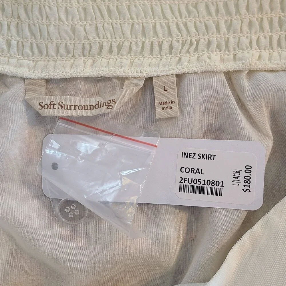 Soft Surroundings Inez Metallic Embroidered Maxi Skirt Coral NEW Boho Chic Large - Picture 5 of 9